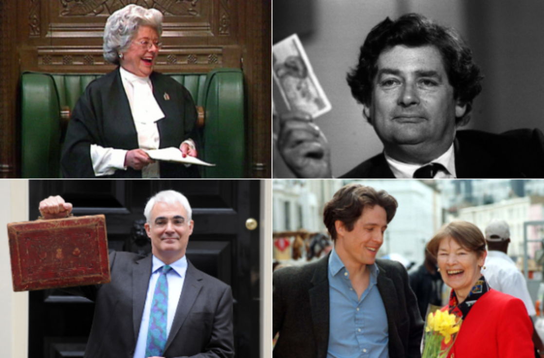 Clockwise from top left: Betty Boothroyd, Nigel Lawson, Glenda Jackson (with Hugh Grant), and Alistair Darling. Photos: PA