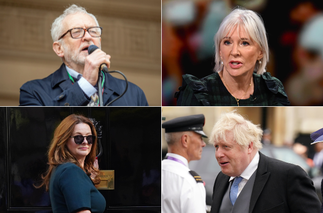 Clockwise from top left: Jeremy Corbyn, Nadine Dorries, Boris Johnson and Gillian Keegan. Photos: PA
