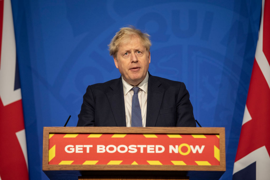 Boris Johnson during the Covid-19 pandemic briefings.  (Photo by Jack Hill - WPA Pool/Getty Images)