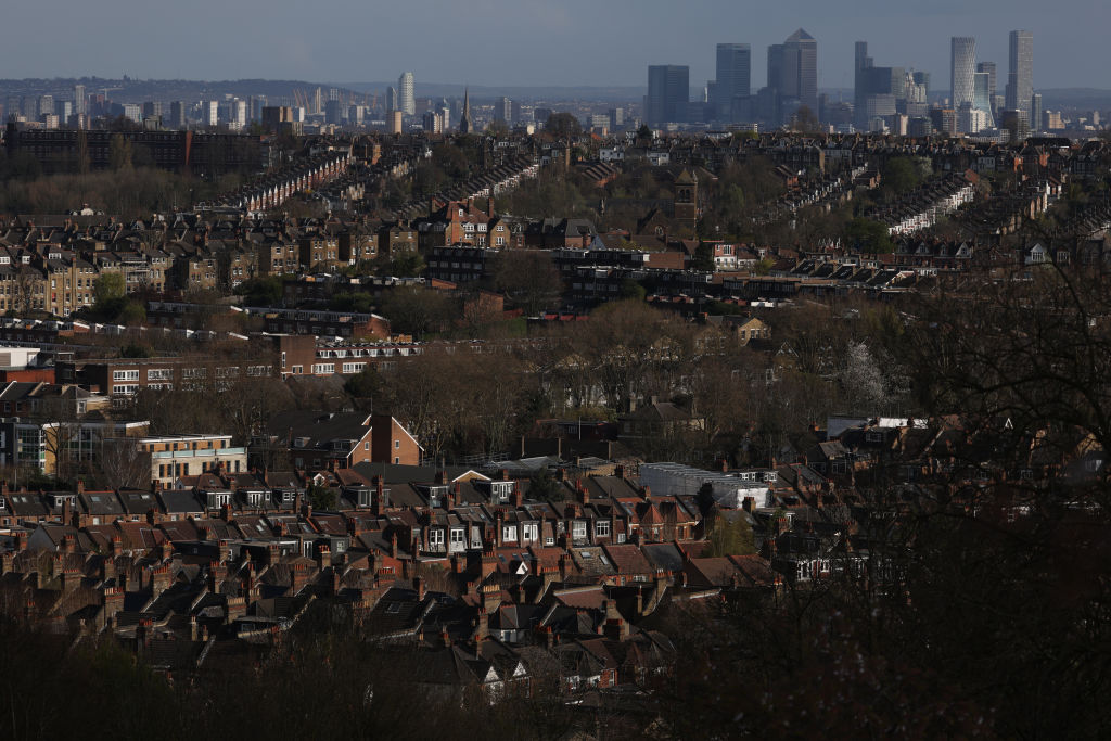A view of residential properties and the Canary Wharf Skyline from Alexandra Palace in London, England. Energy and fuel bills are rising in the UK due to a (Photo by Hollie Adams/Getty Images)