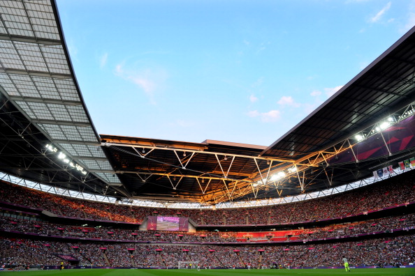 LONDON, ENGLAND - AUGUST 09:  The United States take on Japan in the Women's Football gold medal match on Day 13 of the London 2012 Olympic Games at Wembley Stadium on August 9, 2012 in London, England.  (Photo by Michael Regan/Getty Images)