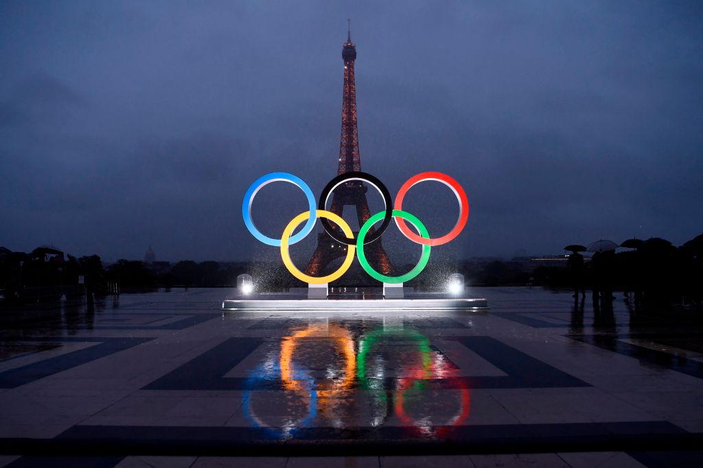 A picture shows the Olympics Rings on the Trocadero  Esplanade near the Eiffel Tower in Paris, on September 13, 2017, after the  International Olympic Committee named Paris host city of the 2024 Summer Olympic Games.
The International Olympic Committee named Paris and Los Angeles as hosts for the 2024 and 2028 Olympics on September 13, 2017, crowning two cities at the same time in a historic first for the embattled sports body. / AFP PHOTO / CHRISTOPHE SIMON        (Photo credit should read CHRISTOPHE SIMON/AFP via Getty Images)