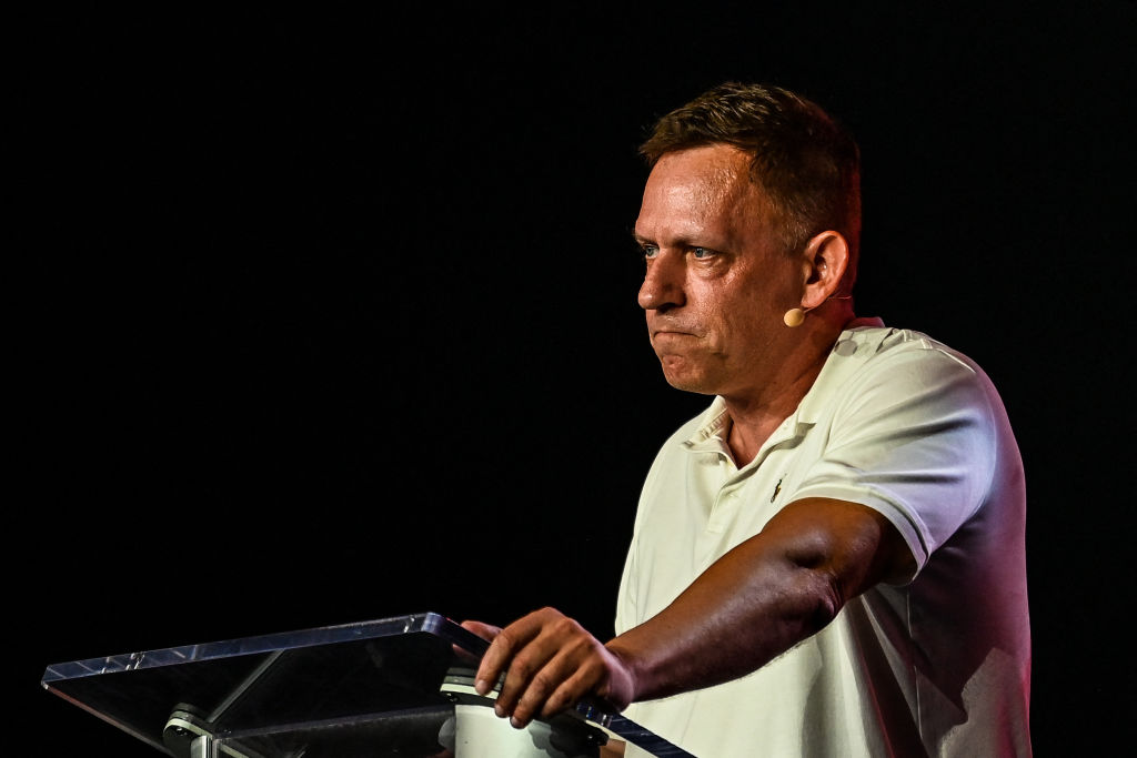 Co-founder of PayPal, Palantir Technologies, and Founders Fund, Peter Thiel speaks at the Bitcoin 2022 Conference at Miami Beach Convention Center in Miami Beach, Florida on April 7, 2022. The Bitcoin 2022 Conference is a four day event from April 6-9, with over 30,000 people expected to attend in-person and over 7 million live stream viewers worldwide. (Photo by CHANDAN KHANNA / AFP) (Photo by CHANDAN KHANNA/AFP via Getty Images)