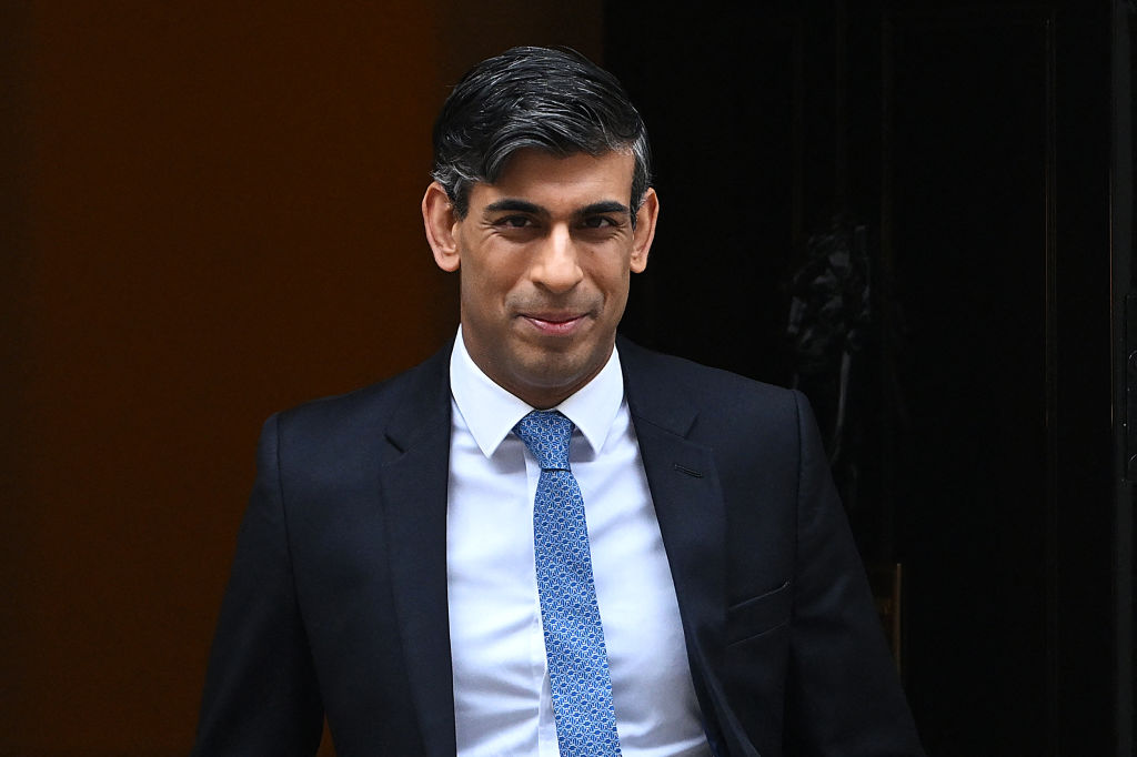 Britain's Prime Minister Rishi Sunak leaves from 10 Downing Street in central London on January 31, 2024 to take part in the weekly session of Prime Minister's Questions (PMQs) in the House of Commons. (Photo by JUSTIN TALLIS / AFP) (Photo by JUSTIN TALLIS/AFP via Getty Images)