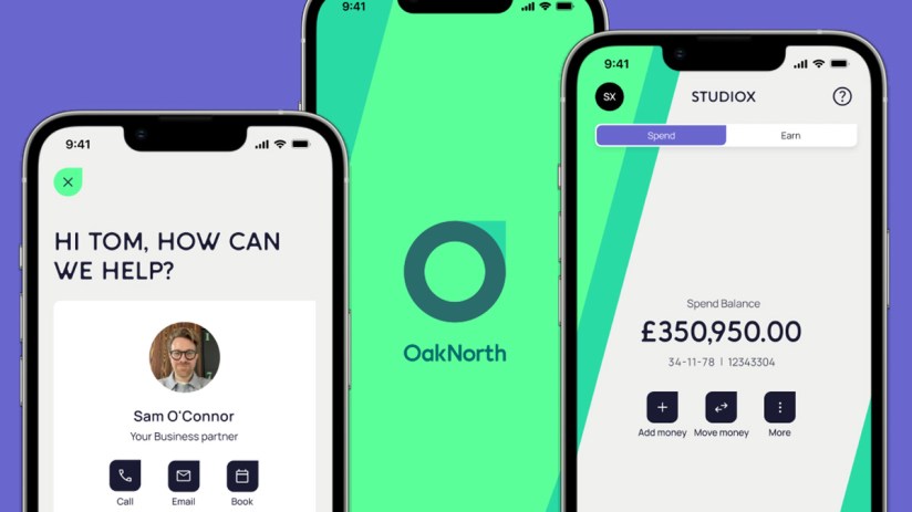 Oaknorth Bank headquarters in a city setting, highlighting its shift to a UK holding firm as directed by the Federal Reserve