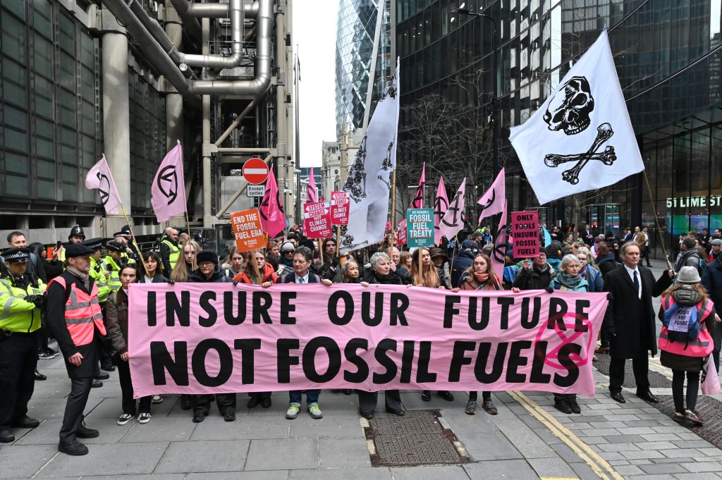 Extinction Rebellion protesters have surrounded the Lloyds of London building.