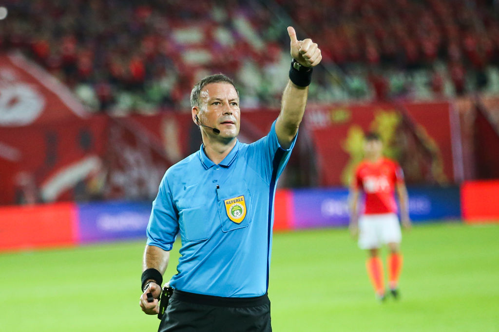 GUANGZHOU, CHINA - JULY 24: Referee Mark Clattenburg in action during the 2019 Chinese Football Association (CFA) Cup quarter-final match between Guangzhou Evergrande and Shanghai SIPG at Tianhe Stadium on July 24, 2019 in Guangzhou, Guangdong Province of China. (Photo by Visual China Group via Getty Images/Visual China Group via Getty Images)