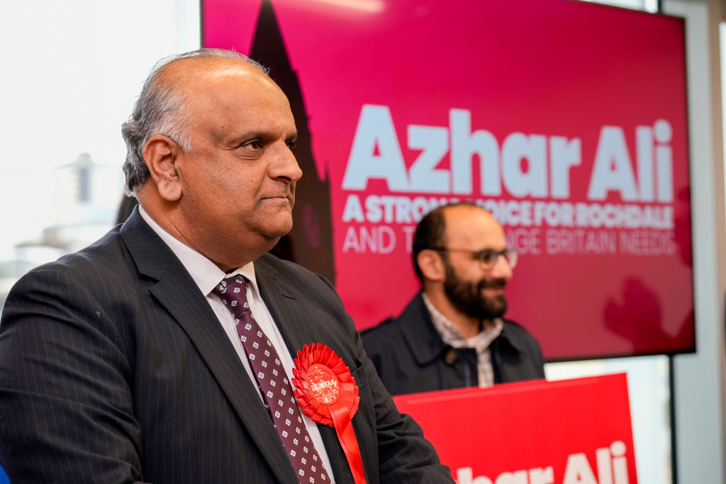 Former Labour candidate for Rochdale, Azhar Ali launches his by-election campaign on February 07, 2024 in Rochdale, England. (Photo by Christopher Furlong/Getty Images)
