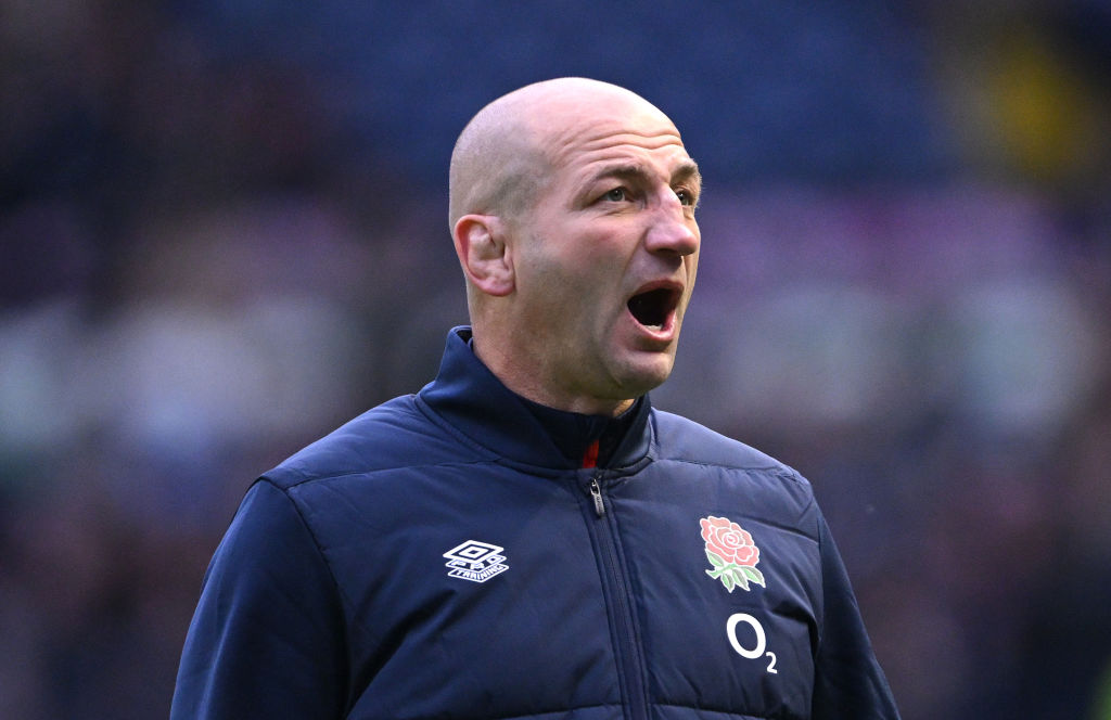 EDINBURGH, SCOTLAND - FEBRUARY 24: England Rugby coach Steve Borthwick reacts during the warm up prior to the Guinness Six Nations 2024 match between Scotland and England at BT Murrayfield Stadium on February 24, 2024 in Edinburgh, Scotland. (Photo by Stu Forster/Getty Images)
