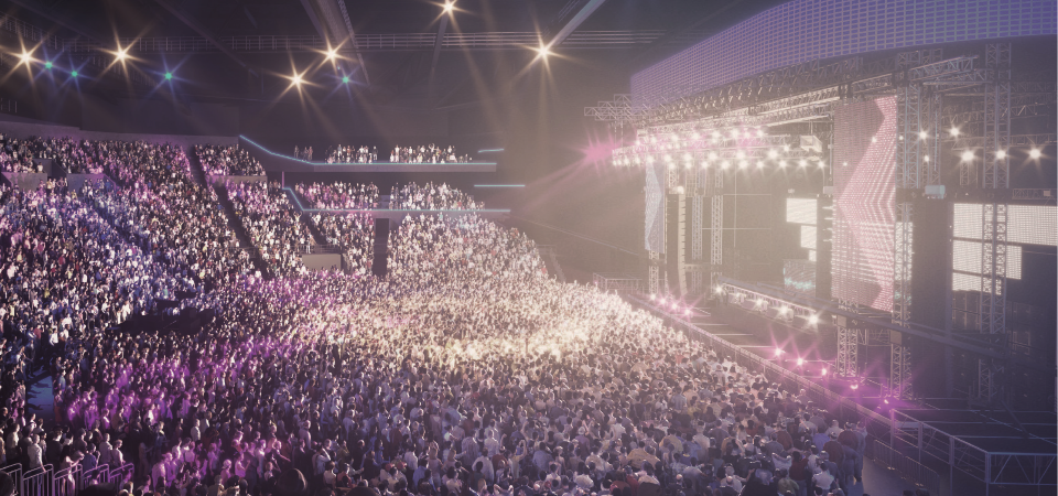 A CGI of the proposed indoor arena in Edinburgh.