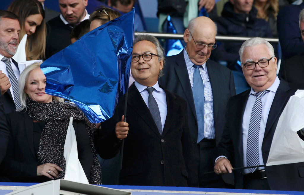 LIVERPOOL, ENGLAND - AUGUST 17: Farhad Moshiri, owner of Everton looks on from the stands during the Premier League match between Everton FC and Watford FC at Goodison Park on August 17, 2019 in Liverpool, United Kingdom. (Photo by Jan Kruger/Getty Images)