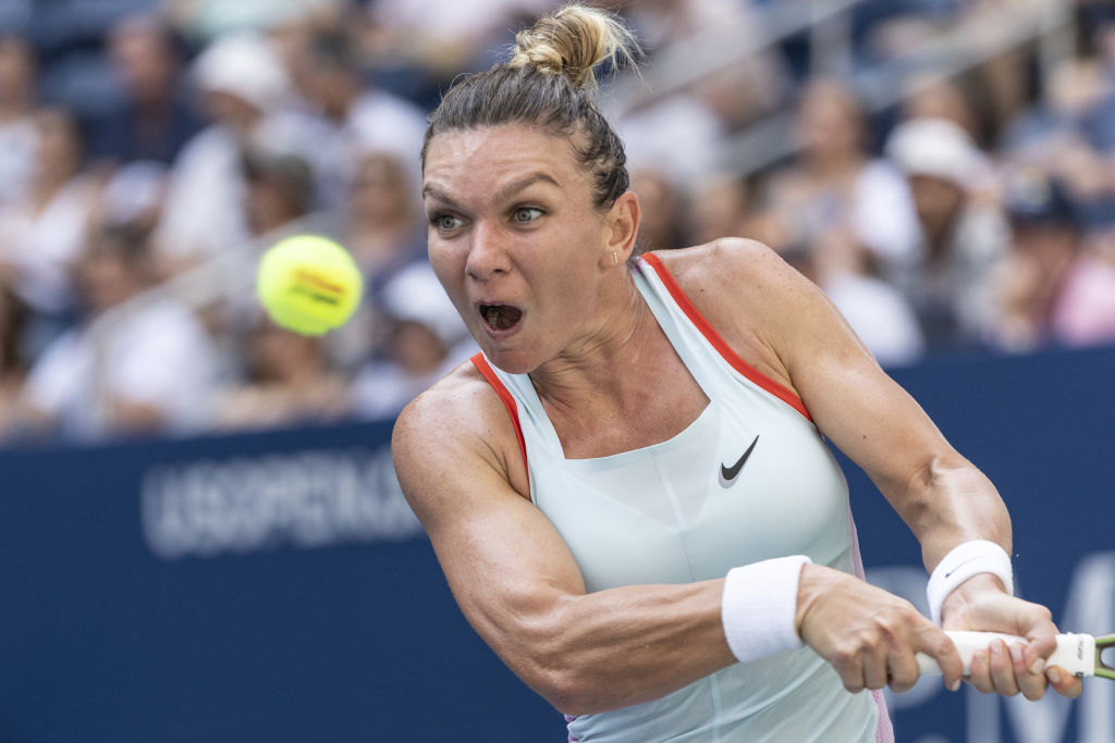 NEW YORK, USA - AUGUST 29: Simona Halep of Romania returns ball during 1st round match of US Open 2022 against Daria Snigur (not seen) of Ukraine at Billie Jean King National Tennis Center in New York, United States on August 29, 2022. (Photo by Lev Radin/Anadolu Agency via Getty Images)