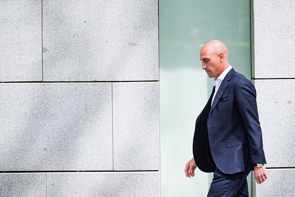 MADRID, SPAIN - 2023/09/15: Luis Rubiales, former president of the Spanish football federation, leaves the Audiencia Nacional court after declaring before the judge in the case relating to his kiss of football player Jenni Hermoso. (Photo by Alberto Gardin/SOPA Images/LightRocket via Getty Images)