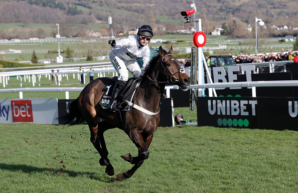 Jockey Nico De Boinville celebrates winning the Champion Hurdle on Constitution Hill during racing on day one of the Cheltenham National Hunt jump racing festival at Cheltenham Racecourse on March 14th 2023 in Gloucestershire, England (Photo by Tom Jenkins/Getty Images)