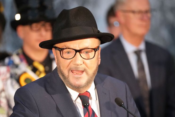 Workers Party of Britain candidate George Galloway speaks after being declared the winner in the Rochdale by-election on February 29, 2024 (Photo by Christopher Furlong/Getty Images)