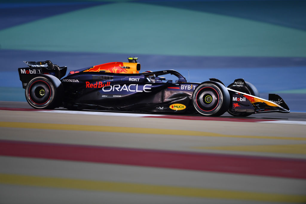 BAHRAIN, BAHRAIN - MARCH 02: Sergio Perez of Mexico driving the (11) Oracle Red Bull Racing RB20 on track during the F1 Grand Prix of Bahrain at Bahrain International Circuit on March 02, 2024 in Bahrain, Bahrain. (Photo by Rudy Carezzevoli/Getty Images)