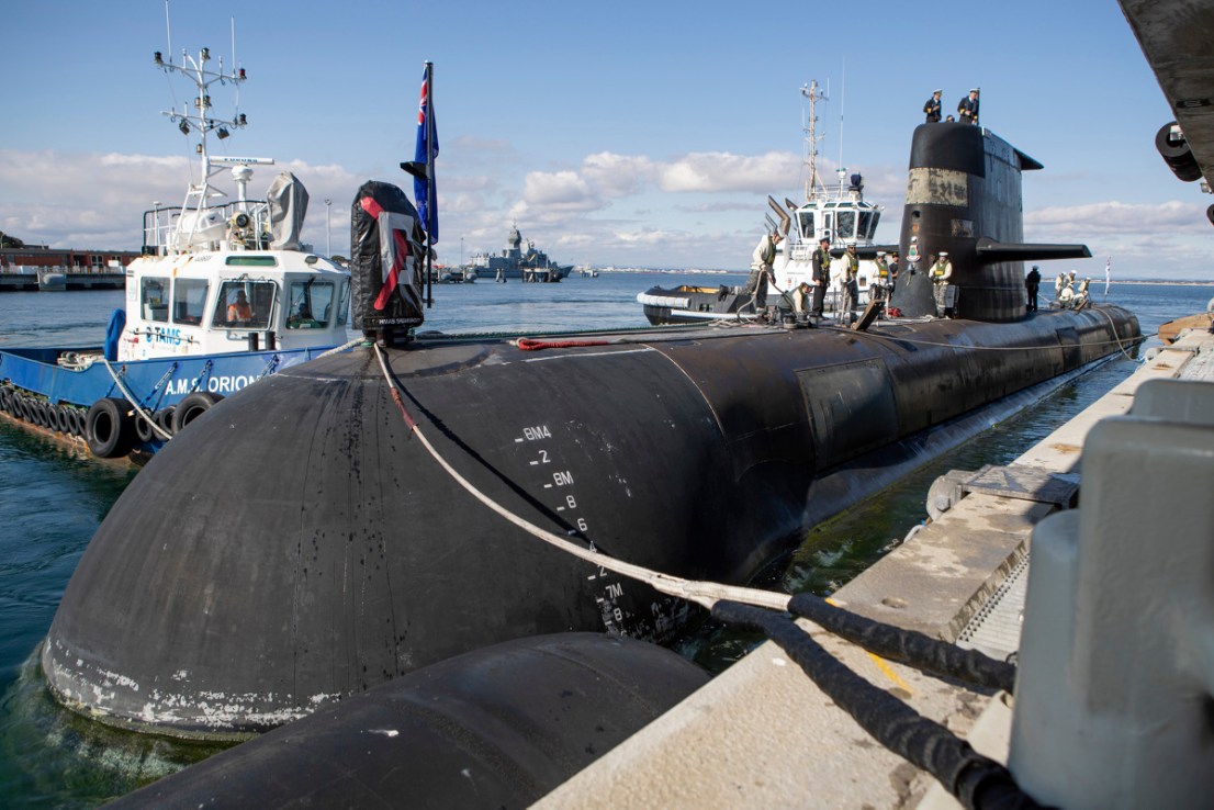 Submarine HMAS Sheean returns alongside to family and friends at Fleet Base West, Rockingham, Western Australia.