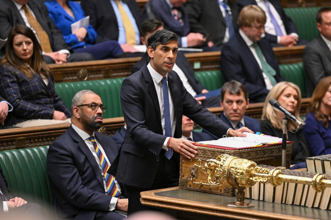Rishi Sunak beamed from ear to ear as he hit back at Keir Starmer’s opening jibe at PMQs. Photo: Parliament/PA