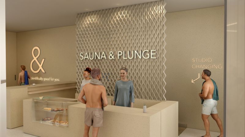 Visitors can discover the endless benefits of heat, cold, and everything in between at Sauna and Plunge.