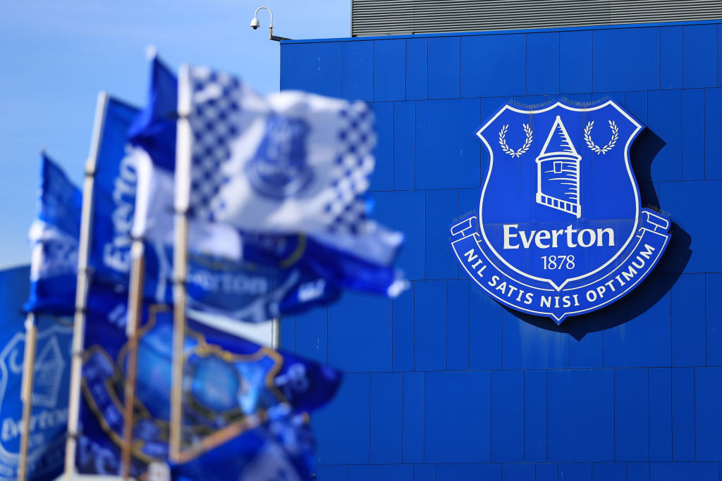  A general view of the Everton badge on the outside of the stadium before the Premier League match between Everton FC and Chelsea FC at Goodison Park on August 6, 2022 in Liverpool, United Kingdom. (Photo by Simon Stacpoole/Offside/Offside via Getty Images)