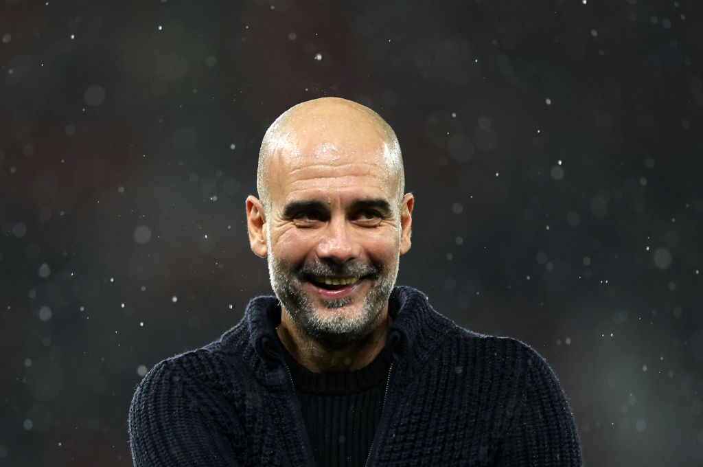 MANCHESTER, ENGLAND - OCTOBER 29: Pep Guardiola, Manager of Manchester City following the Premier League match between Manchester United and Manchester City at Old Trafford on October 29, 2023 in Manchester, England. (Photo by Catherine Ivill/Getty Images)