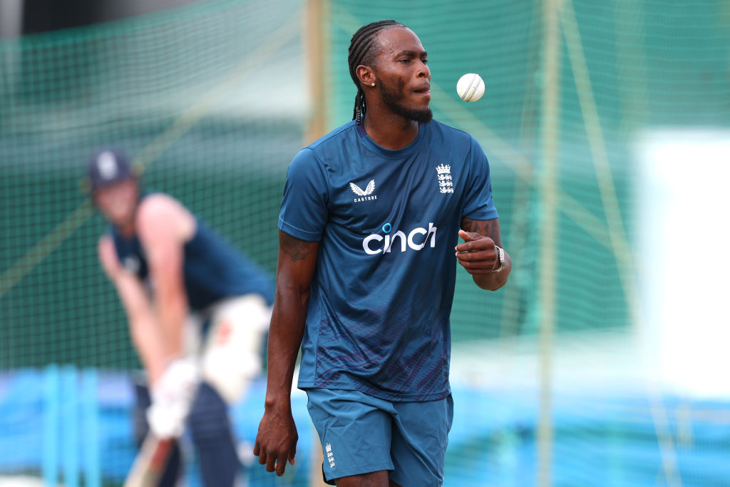 BRIDGETOWN, BARBADOS - DECEMBER 08: Jofra Archer of England takes part in a Net session ahead of the third CG United One Day International at Kensington Oval on December 08, 2023 in Bridgetown, Barbados. (Photo by Ashley Allen/Getty Images)