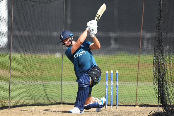 PORT OF SPAIN, TRINIDAD AND TOBAGO - DECEMBER 18: Will Jacks of England batting during an England Net Session ahead of the 4th T20 International at Queens Park Oval on December 18, 2023 in Port of Spain, Trinidad And Tobago. (Photo by Ashley Allen/Getty Images)