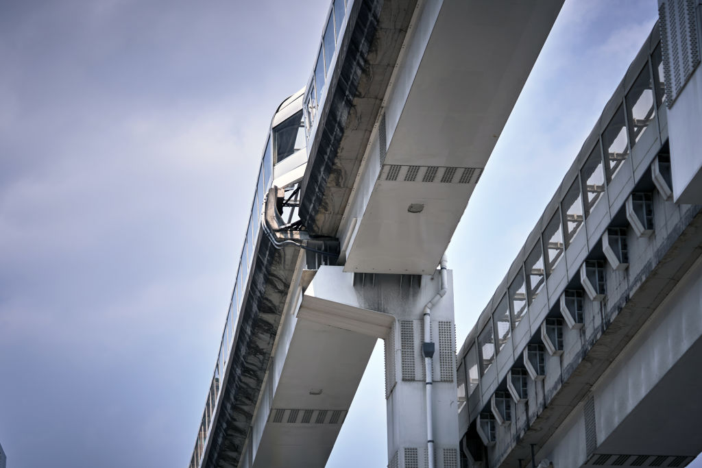 An elevated track for the Taipei Metro damaged following an earthquake in Taipei, Taiwan, on Wednesday, April 3, 2024. Taiwan has been hit by the strongest earthquake in a quarter of a century, with shocks from the temblor leveling dozens of buildings on the eastern side of the island, injuring more than 50 people and disrupting some chip production lines. Photographer: An Rong Xu/Bloomberg via Getty Images