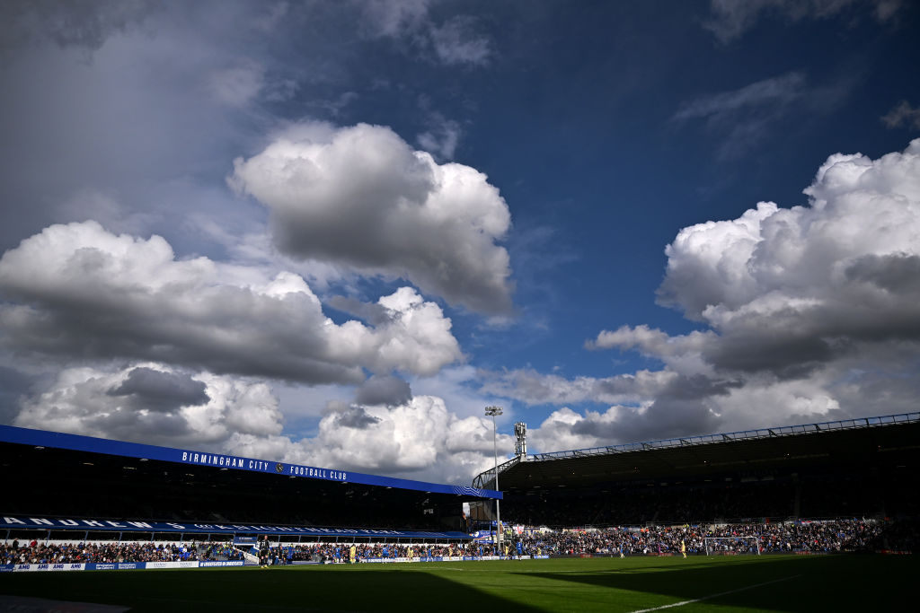 BIRMINGHAM, ENGLAND - APRIL 01: A general view of play during the Sky Bet Championship match between Birmingham City and Preston North End at St Andrews (stadium) on April 01, 2024 in Birmingham, England. (Photo by Dan Mullan/Getty Images)