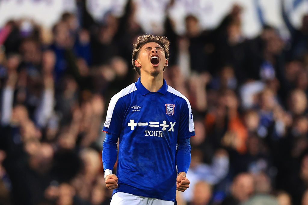 IPSWICH, ENGLAND - APRIL 01: Jeremy Sarmiento of Ipswich Town celebrates victory following the Sky Bet Championship match between Ipswich Town and Southampton FC at Portman Road on April 01, 2024 in Ipswich, England. (Photo by Stephen Pond/Getty Images) (Photo by Stephen Pond/Getty Images)