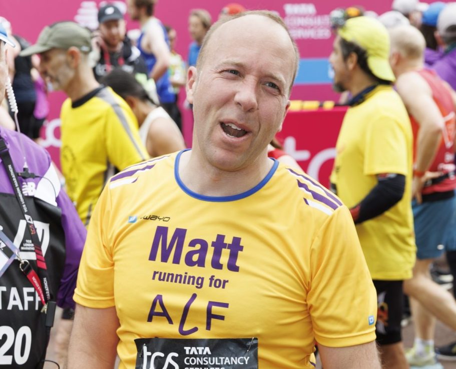 LONDON, ENGLAND - APRIL 21: Matt Hancock during the 2024 TCS London Marathon on April 21, 2024 in London, England. (Photo by John Phillips/Getty Images)