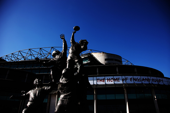 LONDON, ENGLAND - MARCH 07:  A general view of the rugby statue outside Twickenham Stadium on March 7, 2015 in London, England.  (Photo by Ker Robertson/Getty Images)
