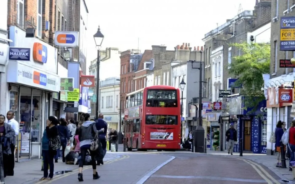 One of London's iconic red double-decker buses.