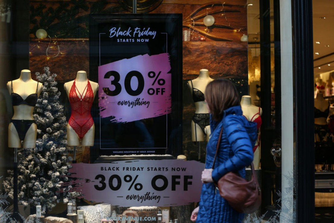 A Boux Avenue advertise ahead of the Black Friday sales in London, England. (Photo by Hollie Adams/Getty Images)