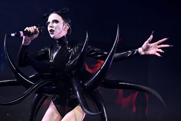 LONDON, ENGLAND - APRIL 07: Bambie Thug onstage during the London Eurovision Party 2024 at Outernet London on April 07, 2024 in London, England. (Photo by Jeff Spicer/Getty Images)