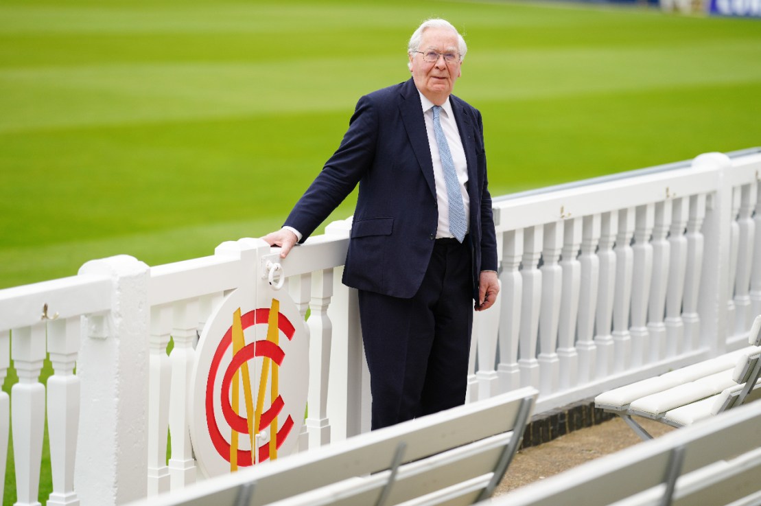Mervyn King at the famous gates of Lord's Cricket Ground. Credit: Jed Leicester/MCC