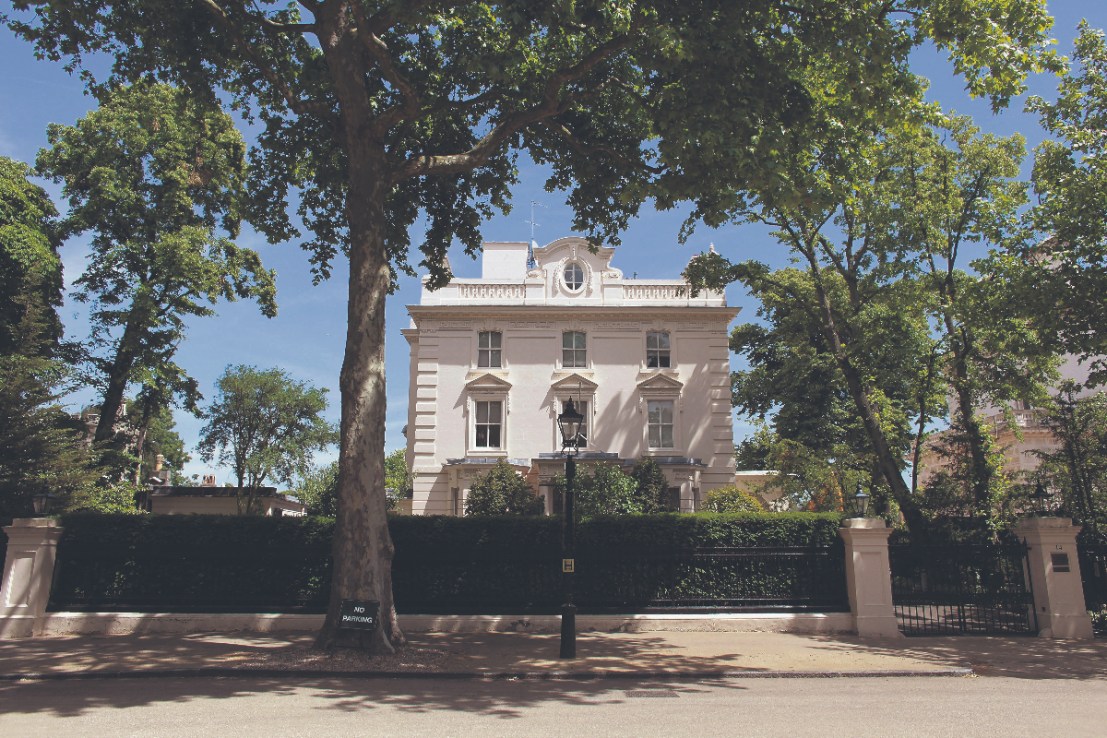 LONDON, ENGLAND - JUNE 01:  A general view of a house along Kensington Palace Gardens, which has been named as Britain's most expensive street on June 1, 2011 in London, England. Many of the mansions are occupied by billionaire businessmen, embassies and ambassadorial residences.  (Photo by Oli Scarff/Getty Images)