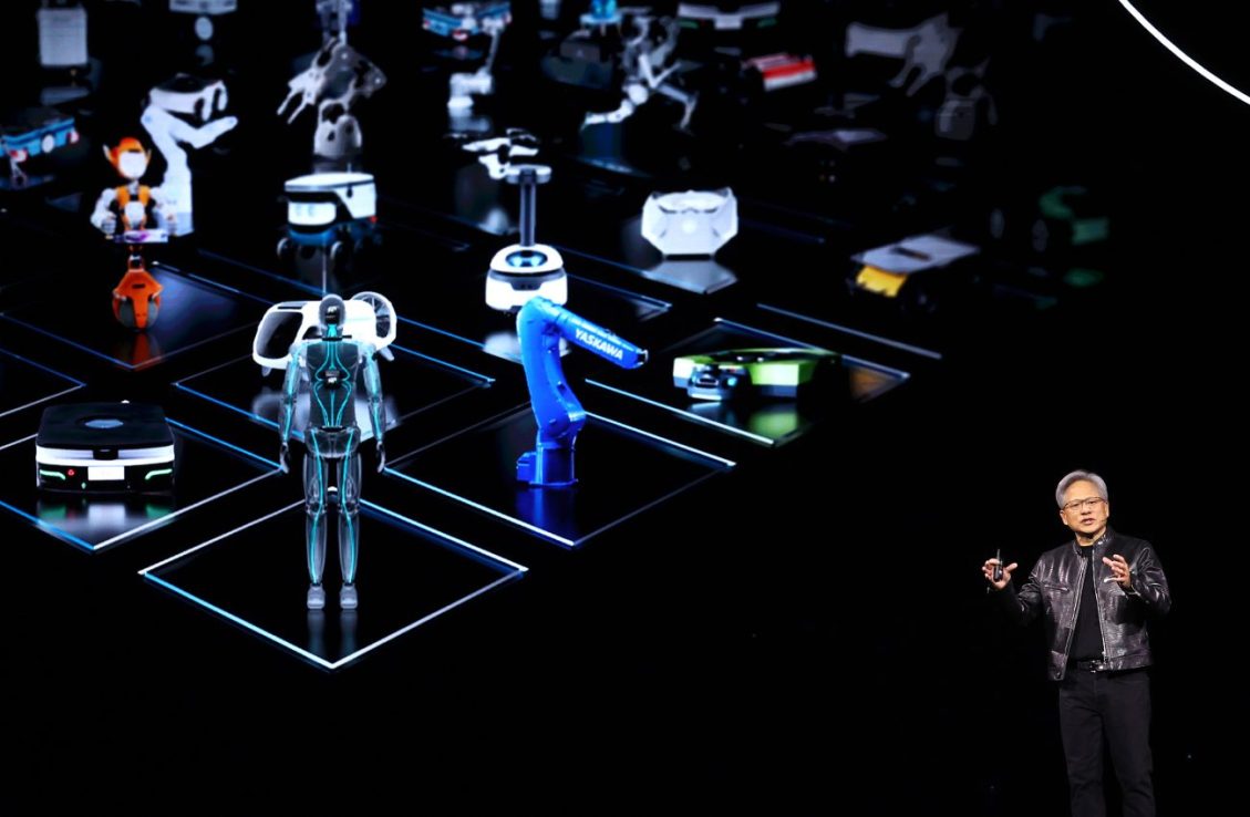 SAN JOSE, CALIFORNIA - MARCH 18: Nvidia CEO Jensen Huang delivers a keynote address during the Nvidia GTC Artificial Intelligence Conference at SAP Center on March 18, 2024 in San Jose, California. (Photo by Justin Sullivan/Getty Images)