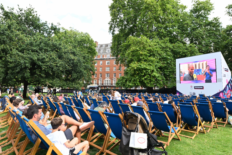 The Olympic fanzone in Grosvenor Square, Mayfair, one of the sunnier things to do in London this weekend