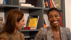 Entrepreneurs Debbie Wosskow and Avion Gray speak at the Ambition AM Accelerator in London.