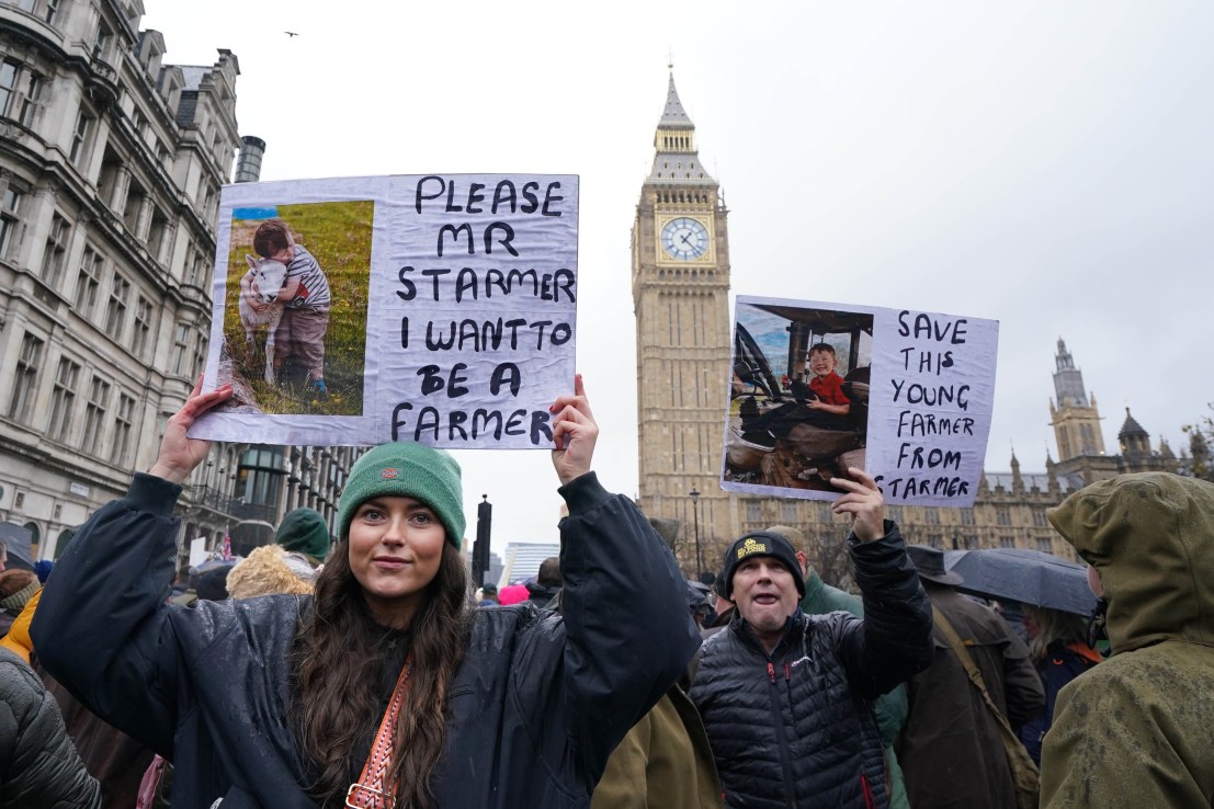 Farmers protest in central London over the changes to inheritance tax (IHT) rules in the recent budget. PA Photo. Photo credit: Gareth Fuller/PA Wire
