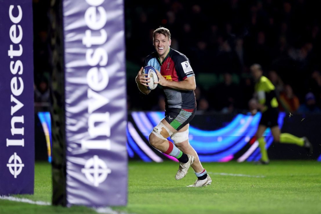 Alex Dombrandt scored a hat-trick of tries in Harlequins' Investec Champions Cup win over Stormers