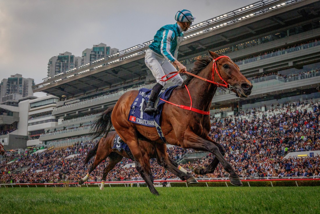 Romantic Warrior won a record-breaking third LONGINES Hong Kong Cup at Sha Tin