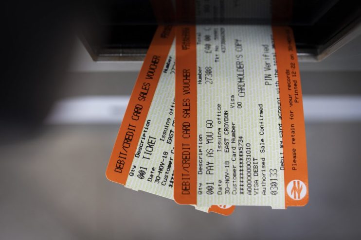 LONDON, ENGLAND - NOVEMBER 30: In this photo illustration rail tickets are pictured in a ticket machine at East Croydon Train Station on November 30, 2018 in London, England. The Rail deliver Group has announced that UK rail fares will rise by 3.1% in January. (Photo by Dan Kitwood/Getty Images)