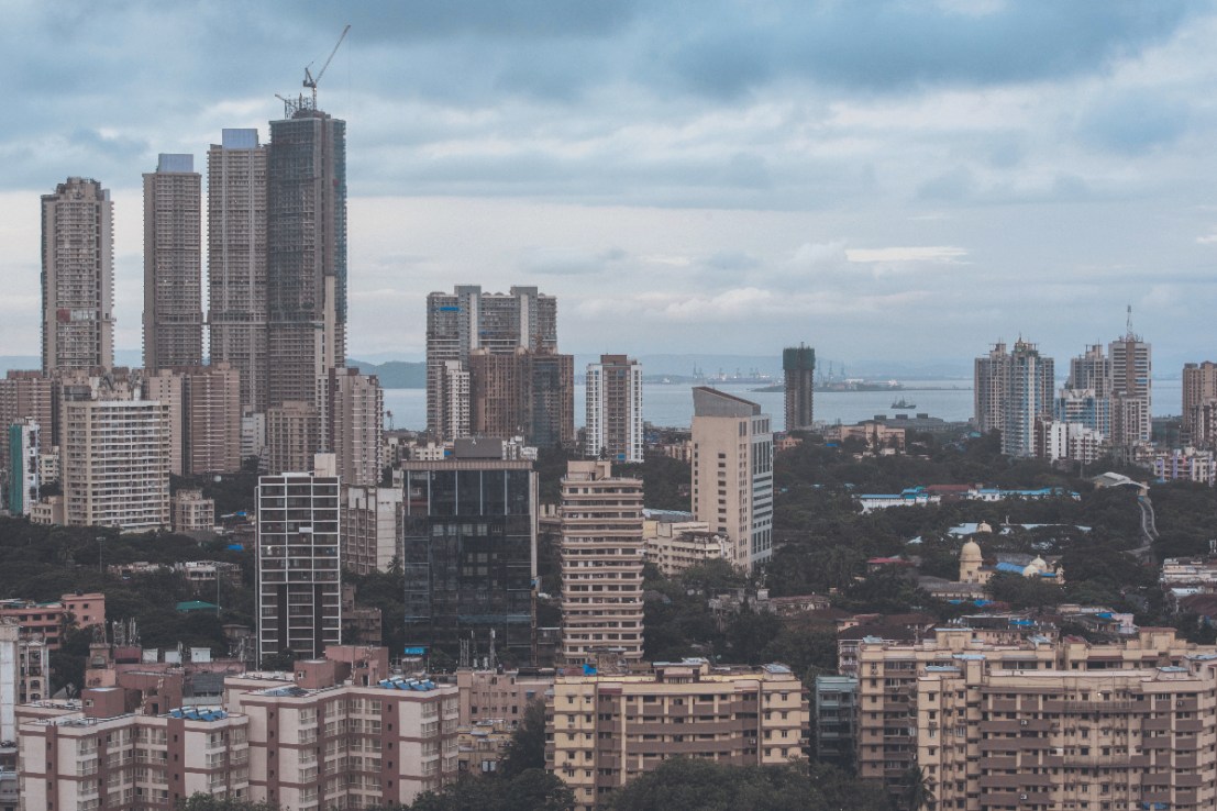 India-focused funds were the only sector to fall by more than one per cent in January.  (Clouds hover over Mumbai skyline. Photo by Pratik Chorge/Hindustan Times via Getty Images)