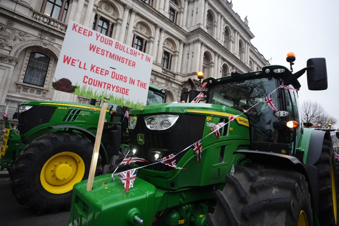 Protesters at a tractor rally in Westminster warned “we are at breaking point” as  they campaigned against changes to farm inheritance tax. Photo: PA
