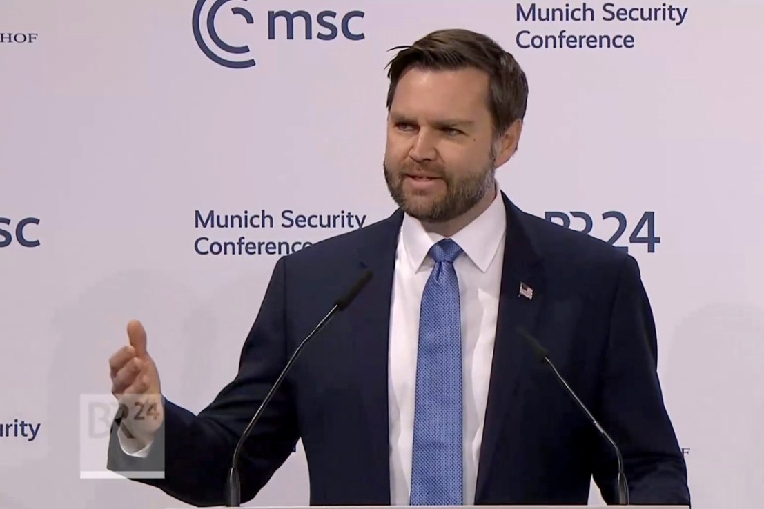 JD Vance has accused the UK and Europe of a “backslide away from conscience rights”, claiming: “Free speech, I fear, is in retreat.” Photo: PA