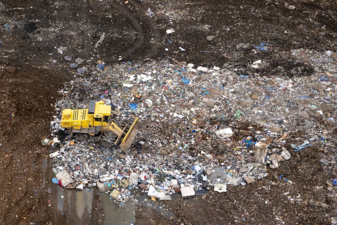 An aerial view of a Newport council landfill site James Howells threw away a hard drive in 2013 which contained 8,000 bitcoins which is worth £769m at today’s prices. James Howells has repeatedly asked Newport Council for permission to search the site to recover the laptop but permission has been refused. (Photo by Matthew Horwood/Getty Images)
