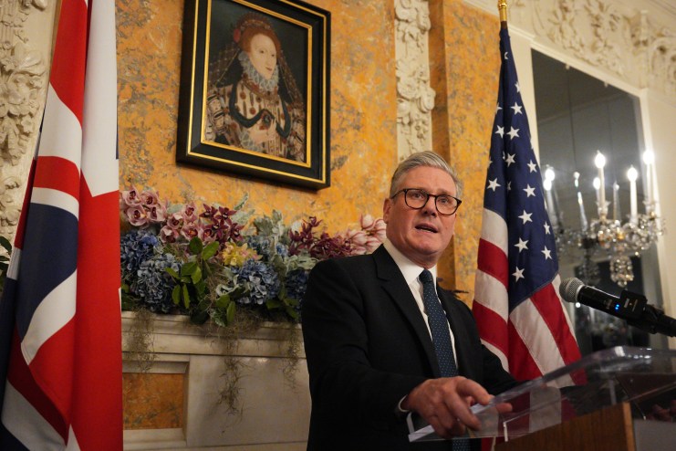WASHINGTON, DC - FEBRUARY 26: British Prime Minister Keir Starmer speaks during a welcome reception at the ambassador's residence on February 26, 2025 in Washington, DC. British Prime Minister Keir Starmer is on his first visit to Washington since US President Donald Trump returned to the White House. Starmer's trip comes shortly after he announced an increase in UK defence spending, ostensibly as a signal to Trump that the UK is prepared to bolster Europe's security, and as he aims to broker a fair peace deal for Ukraine amid Trump's warming relations with Russia. (Photo by Carl Court-Pool/Getty Images)