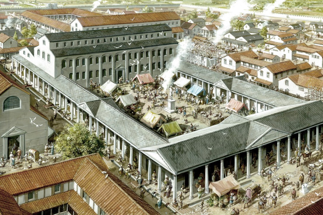 A mock-up of the Roman Basilica  discovered in Leadenhall.